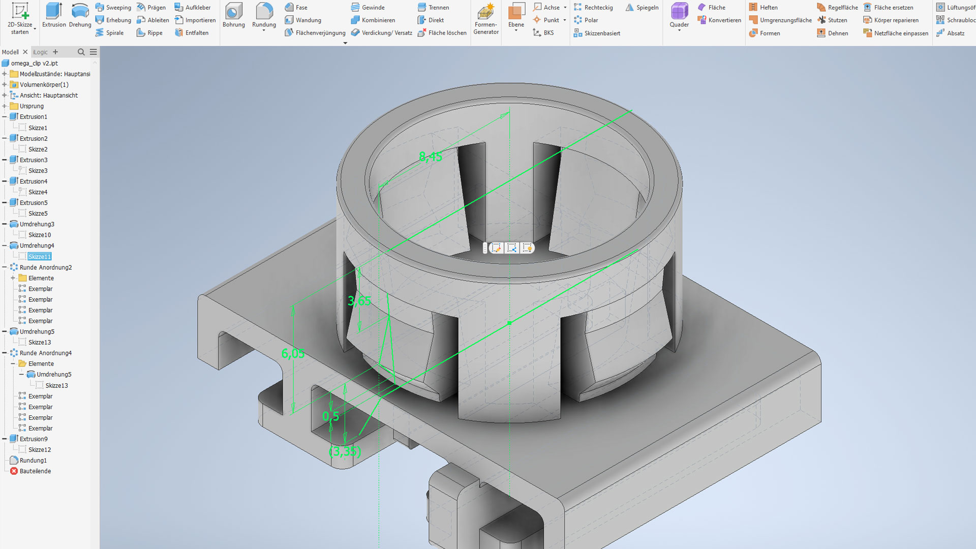 Befestigungs-Clip Inventor CAD Konstruktion